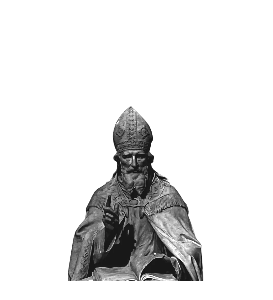 A stone statue depicting Anselm of Canterbury